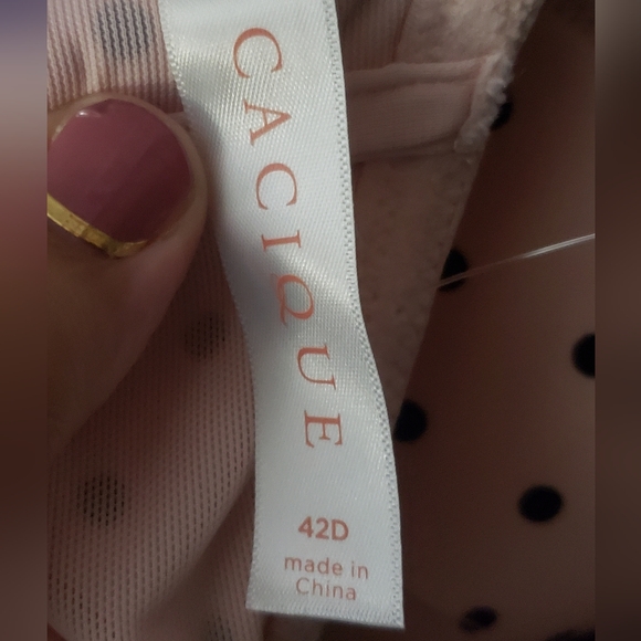 42D Size Pink Lane Bryant Polka Dot front hook boost plunge bra with black lace - Picture 2 of 2